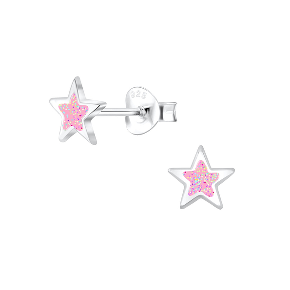 Silver Star Stud Earrings - 7019