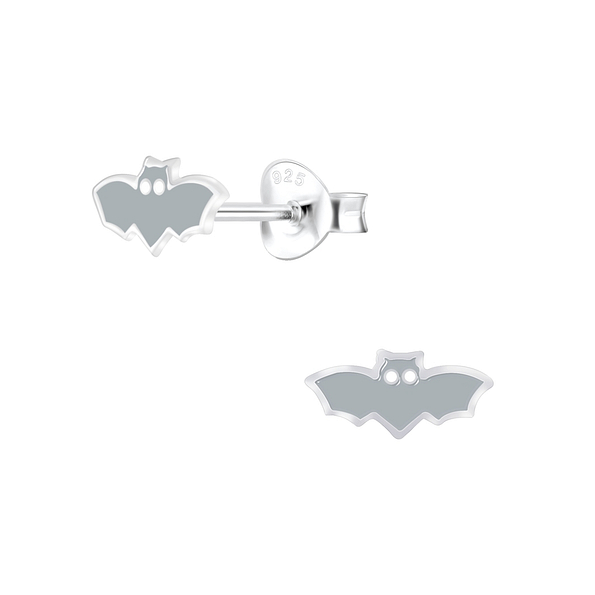 Silver Bat Stud Earrings - 6747