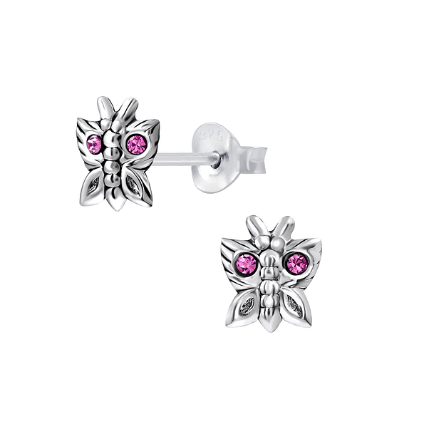 Silver Butterfly Stud Earrings - 5359