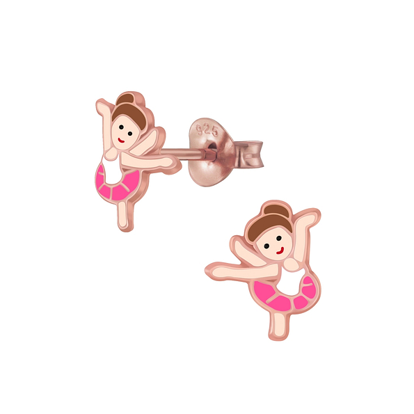 Silver Ballerina Stud Earrings - 7155