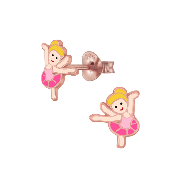 Silver Ballerina Stud Earrings - 7154