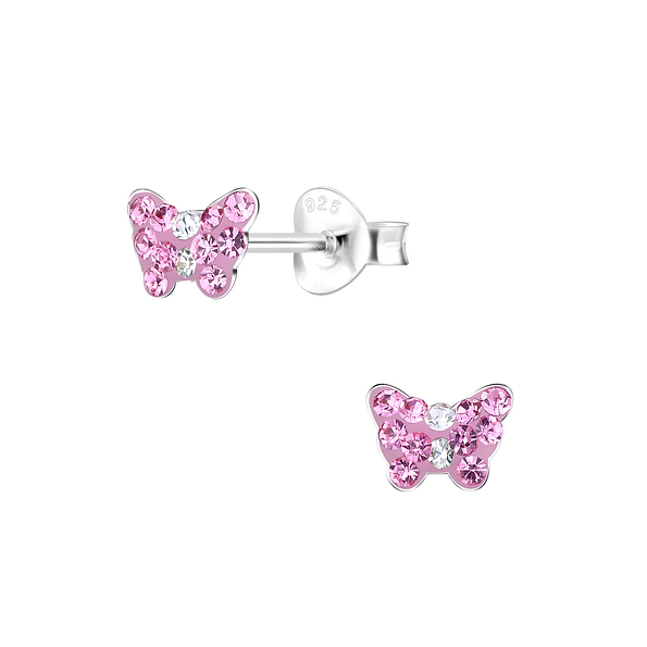 Silver Butterfly Stud Earrings - 7511