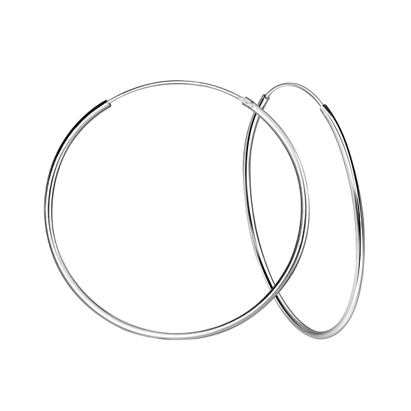 70mm Silver Thick Hoop Earrings - 4602