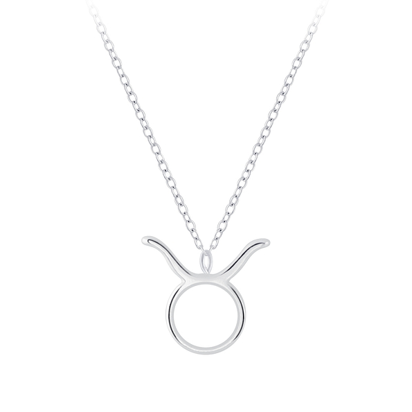Silver Taurus Zodiac Sign Necklace - 7032