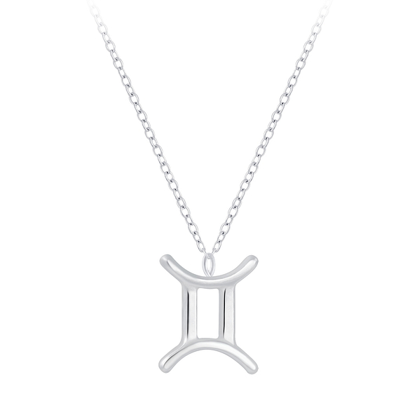Silver Gemini Zodiac Sign Necklace - 7034