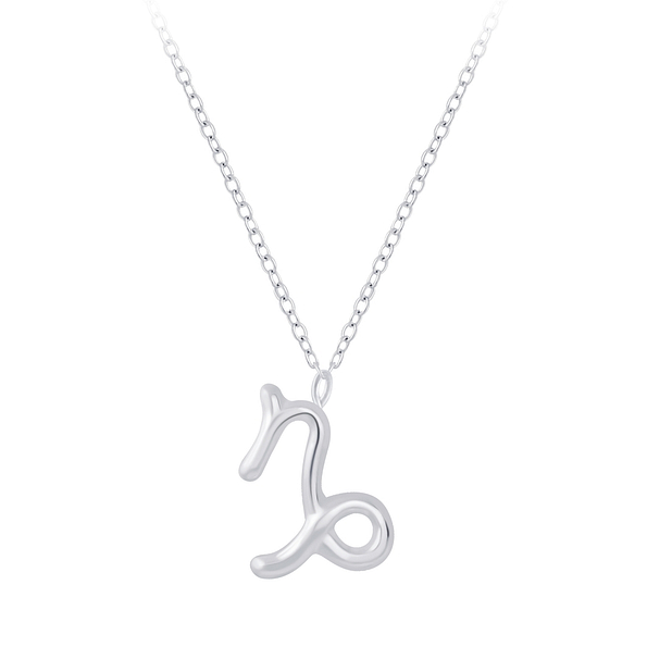 Silver Capricorn Zodiac Sign Necklace - 7036