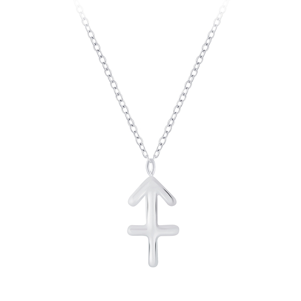Silver Sagittarius Zodiac Sign Necklace - 7044