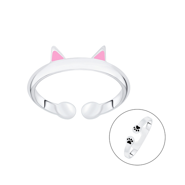 Silver Cat Open Ring - 7058