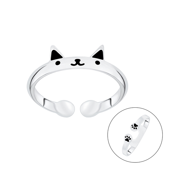 Silver Cat Open Ring - 7145