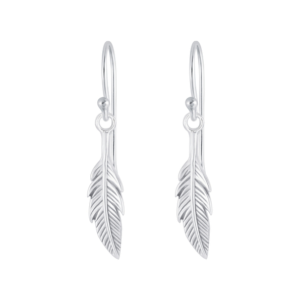 Silver Feather Earrings - 5171