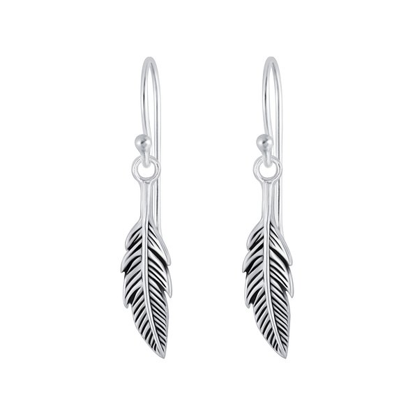 Silver Feather Earrings - 1352