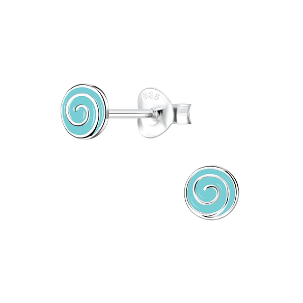 Silver Spiral Stud Earrings - 7176