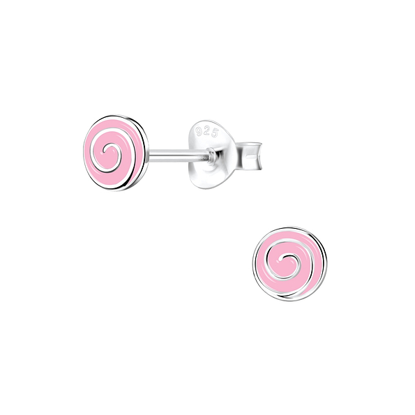 Silver Spiral Stud Earrings - 7175