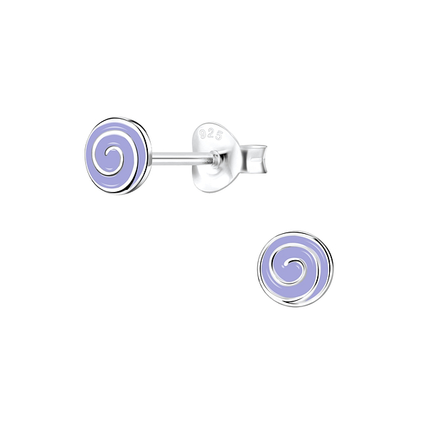 Silver Spiral Stud Earrings - 7177