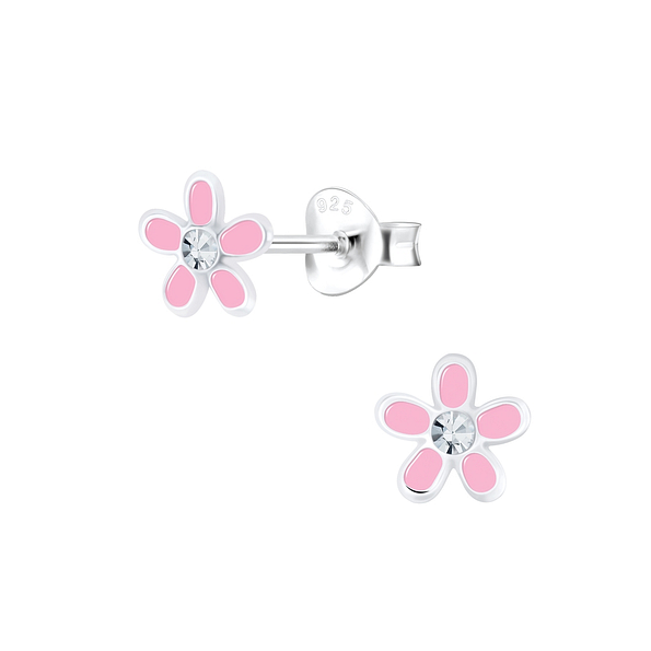 Silver Flower Stud Earrings - 6924