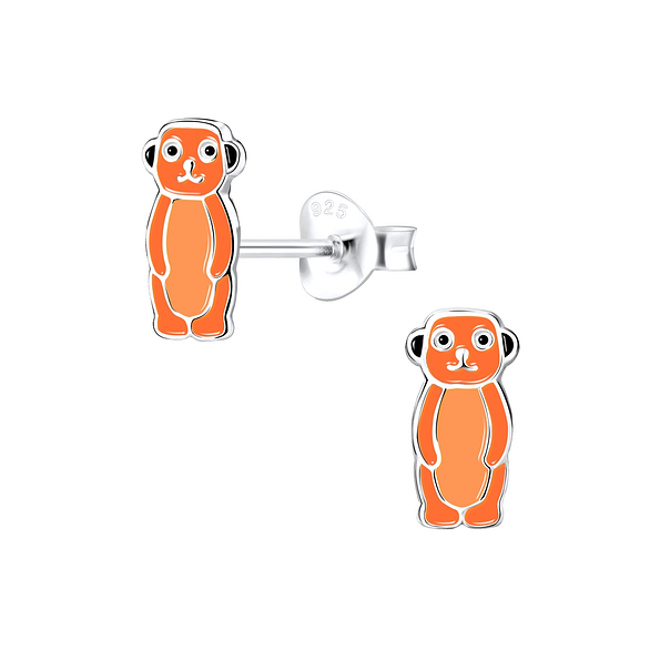 Silver Meerkat Stud Earrings - 7248