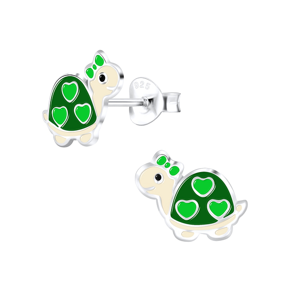 Silver Turtle Stud Earrings - 7250