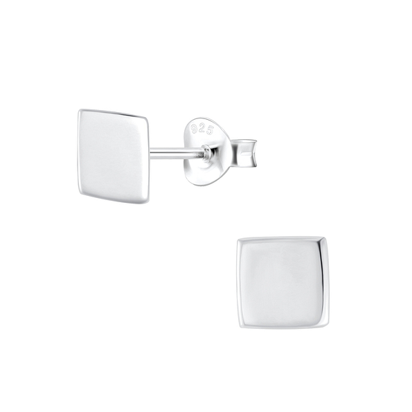 Silver Square Stud Earrings - 4917