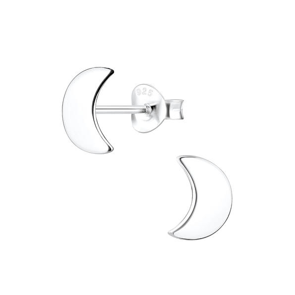 Silver Moon Stud Earrings - 5974