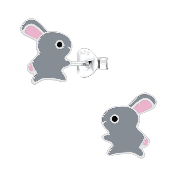 Silver Rabbit Stud Earrings - 7283
