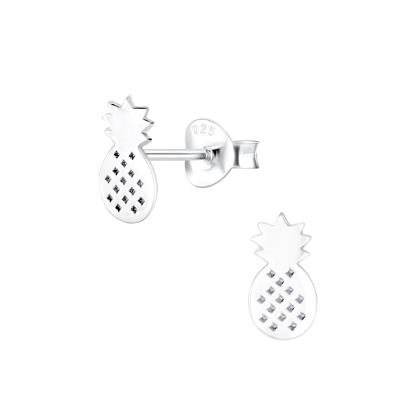 Silver Pineapple Stud Earrings - 5023