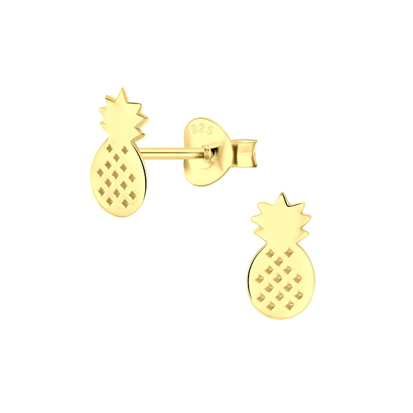 Silver Pineapple Stud Earrings - 4829