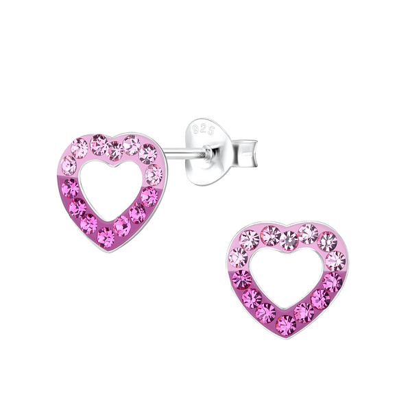 Silver Heart Stud Earrings - 7331