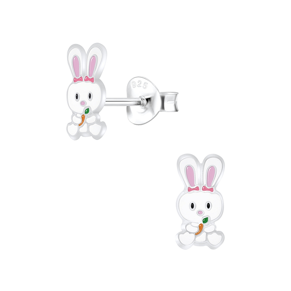 Silver Rabbit Stud Earrings - 7289