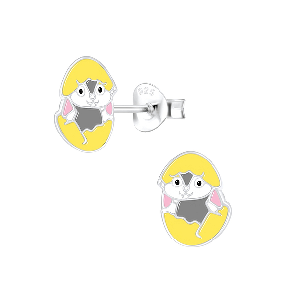 Silver Hatching Egg Stud Earrings - 7221