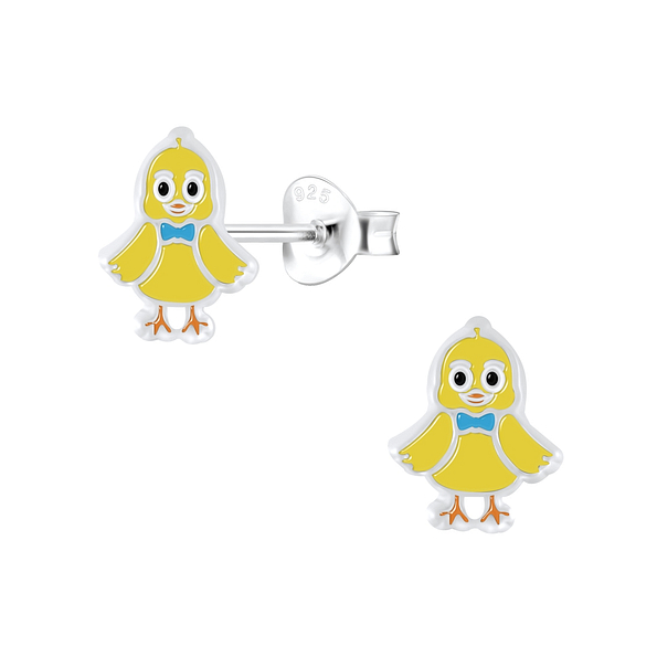 Silver Chick Stud Earrings - 7287