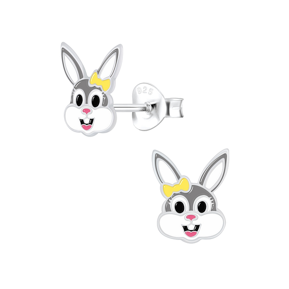 Silver Bunny Stud Earrings - 7285