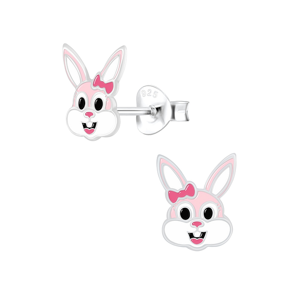 Silver Bunny Stud Earrings - 7284