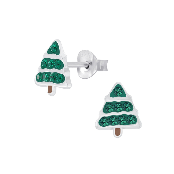 Silver Tree Stud Earrings - 7229