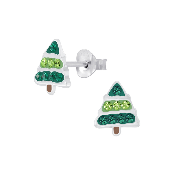 Silver Tree Stud Earrings - 7228