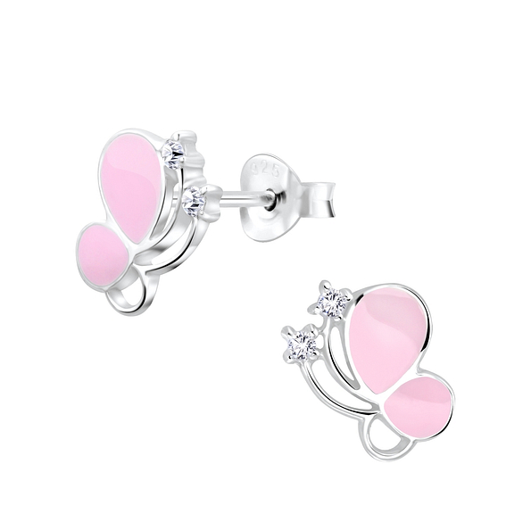 Silver Butterfly Stud Earrings - 7296