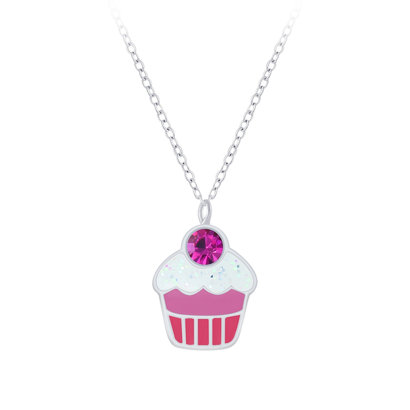 Silver Cupcake Necklace - 7392