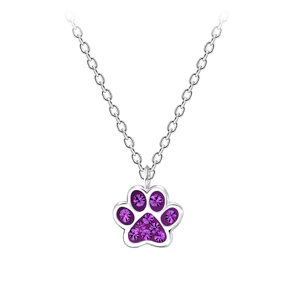 Silver Paw Print Necklace - 7196 Silver Paw Print Necklace - 7196