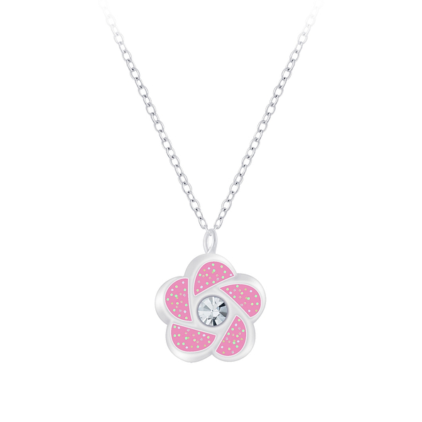 Silver Flower Necklace - 7376