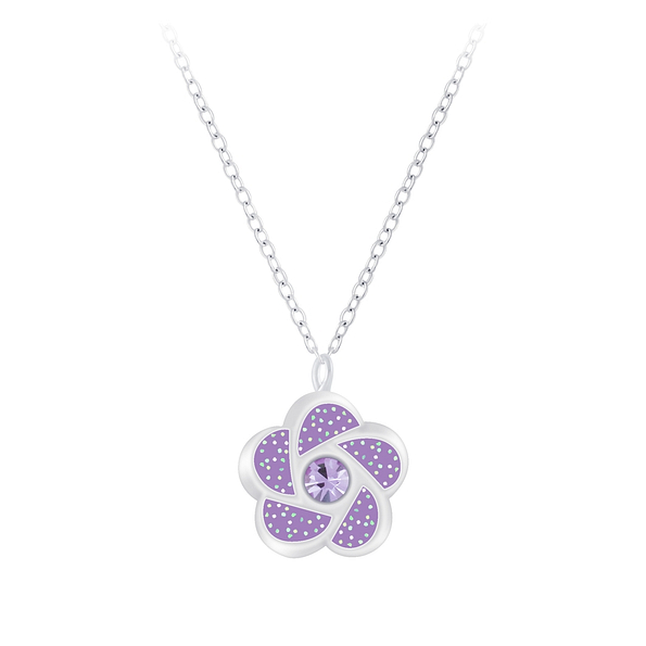 Silver Flower Necklace - 7389