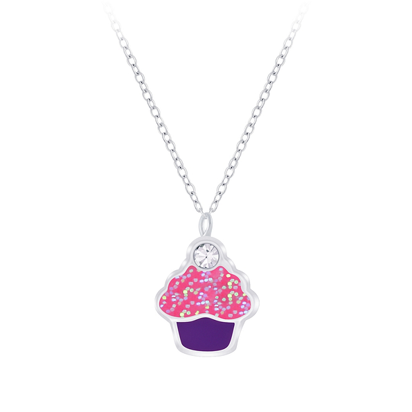Silver Cupcake Necklace - 7385