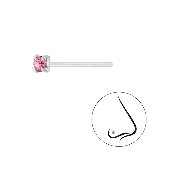 2.5mm Round Crystal Silver Nose Stud - 7208