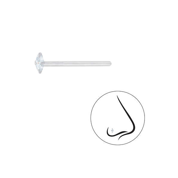 2x4mm Marquise Cubic Zirconia Silver Nose Stud - 7173