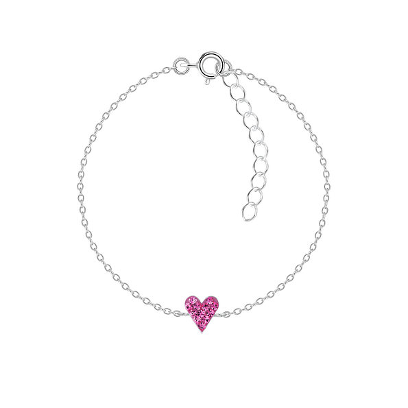 Silver Heart Crystal Bracelet - 7504