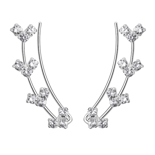 Silver Cubic Zirconia Ear Climbers - 7440