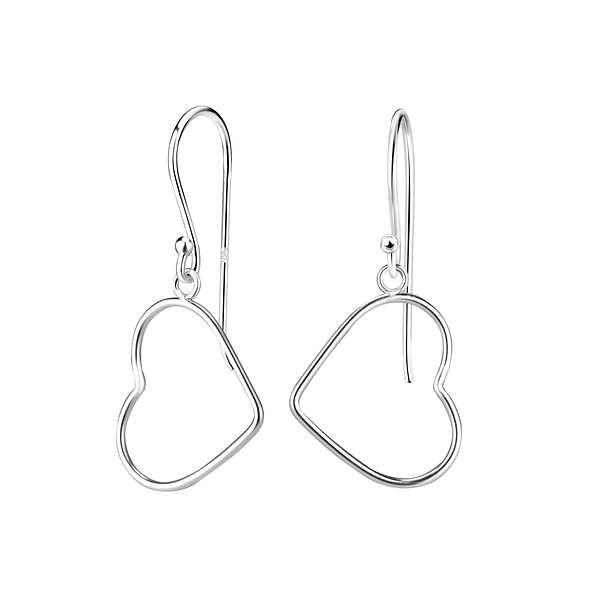 Silver Heart Earrings - 7608