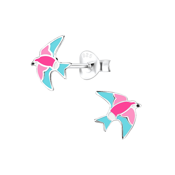 Silver Bird Stud Earrings - 7526