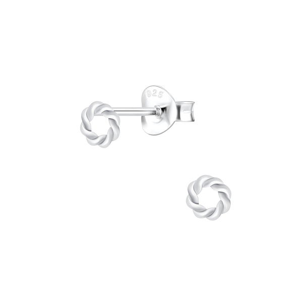 Silver Twisted Circle Stud Earrings - 4918