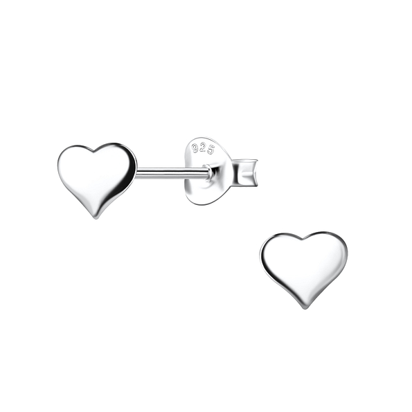 Silver Heart Stud Earrings - 7477