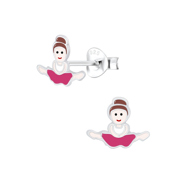 Silver Ballerina Stud Earrings - 7368