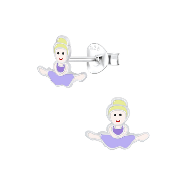 Silver Ballerina Stud Earrings - 7367